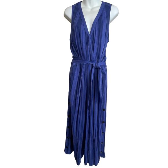 Anthropologie Nomad Morgan Carper Blue Striped Cropped Jumpsuit Size‎ M - Picture 4 of 13